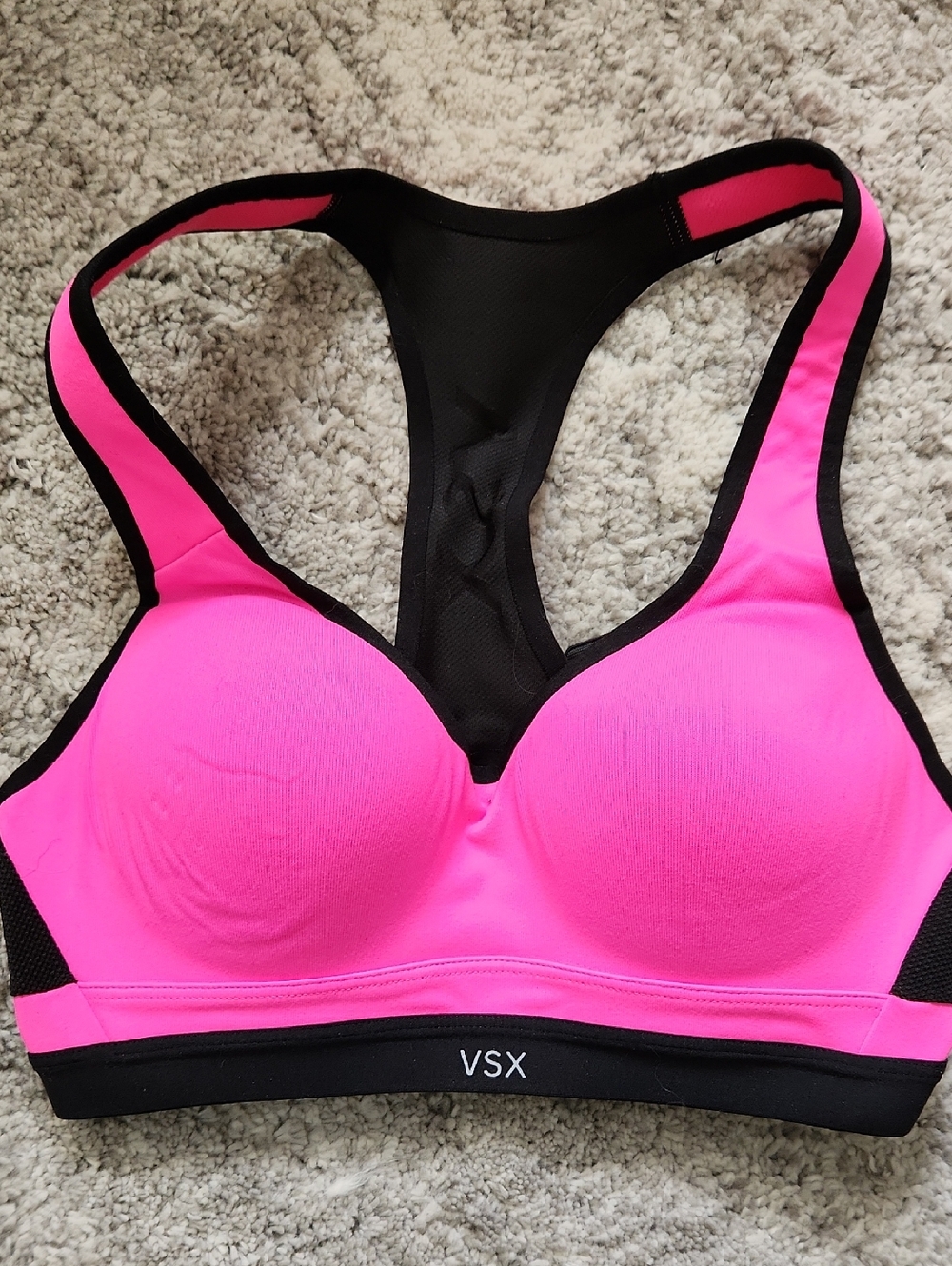VSX Neon Pink and Black Racerback Sports Bra
